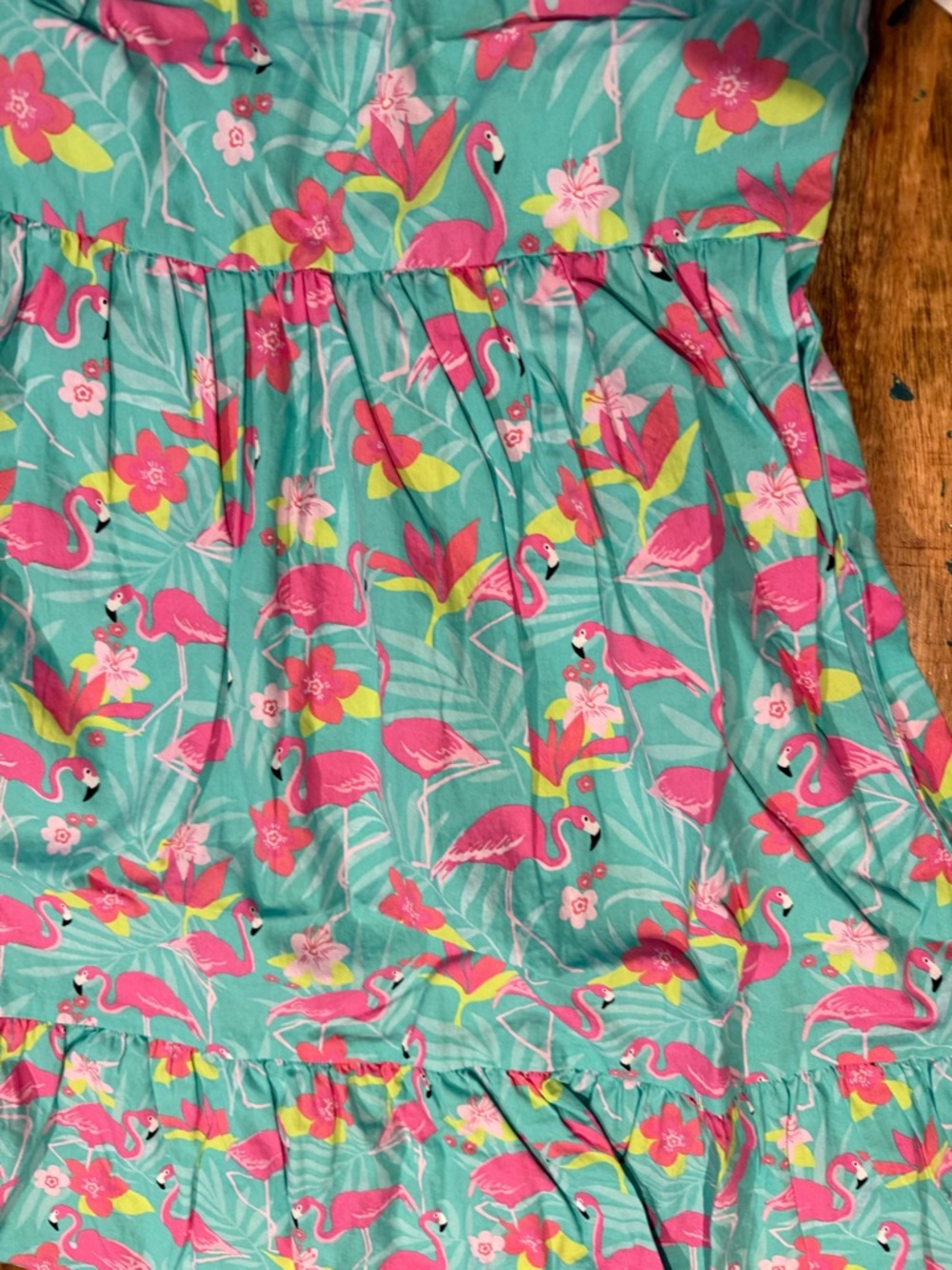 Gymboree Flamingo Ruffle Tropical Dress Size Medium - Picture 4 of 8